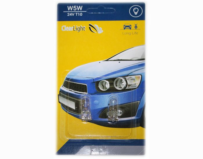 Лампа W5W (Clearlight) 24V T10 (блистер 2 шт.)